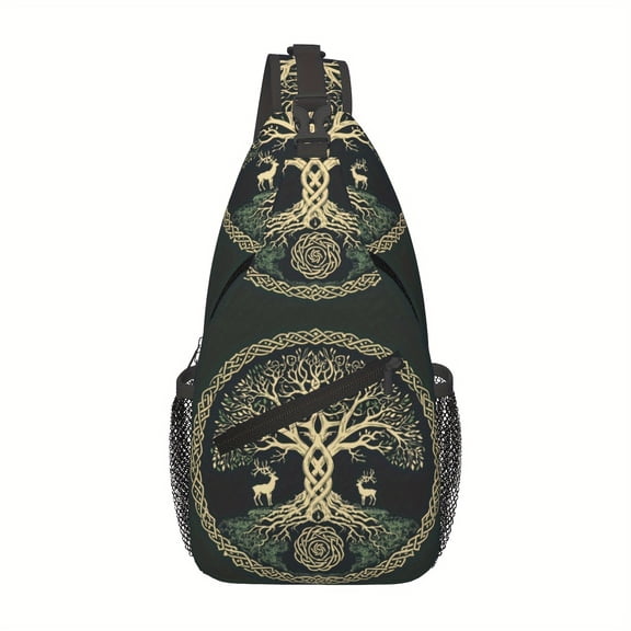 Crossbody Chest Bag Hiking Backpack Viking Symbol Tree Life Shoulder Bag Folding Large Capacity Fashion Durable Can Be Used For Shopping, Work, Leisure Travel Beach Bag Fishing Backpack Travel