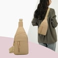 thumbnail image 1 of Crossbody Chest Bag | Multi Pocket, Adjustable Strap, Durable Fabric | 30x18cm | Secure Zippered Storage | Pink, White, Khaki, Black | Lightweight Sports Travel Organizer, 1 of 6