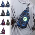 thumbnail image 1 of Crossbody Chest Bag Sports Sling Pack, Multi Pocket Layered Storage, Adjustable Strap, Lightweight Water Resistant Cloth, Reflective Night Safety, 30x15 cm, 1 of 7