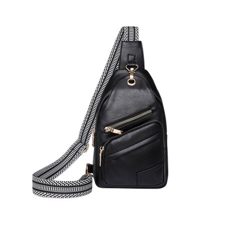 Crossbody Chest Bag for Men Women, Soft Leather Shoulder Backpack, Vintage Style Casual Sling Bag for Travel Hiking Outdoor Daily Use, 1 Pack