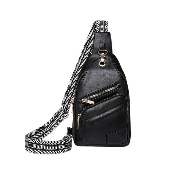 Crossbody Chest Bag for Men Women, Soft Leather Shoulder Backpack, Vintage Style Casual Sling Bag for Travel Hiking Outdoor Daily Use, 1 Pack