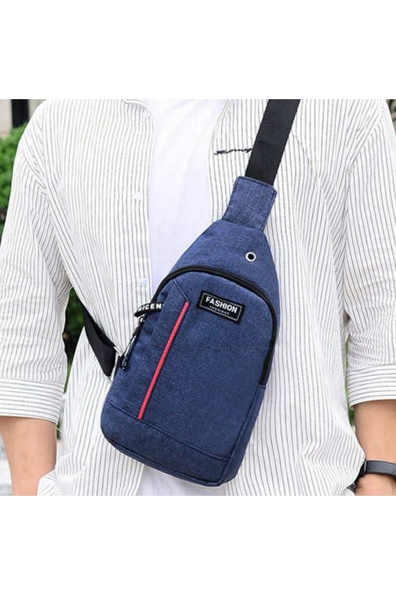 Crossbody Chest Bag with Headphone Hole, Strap Backpack Multipurpose Sling Bag, Hiking Travel Backpack for Outdoor Activities, Oxford Cloth Material