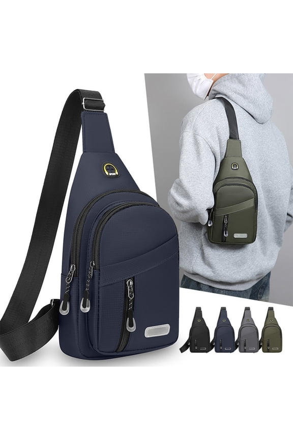 Crossbody Chest Bag with Multiple Zipper Pockets, Adjustable Strap Oxford Fabric Sling Bag for Travel, Running and Everyday Essentials
