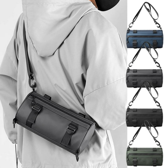 Crossbody Cylindrical Bag | Waterproof Shoulder Sling | Large Capacity Chest Bag | Lightweight Durable Travel Pouch | Multiple Compartments | 27x15x14cm | Versatile Color Options