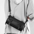 thumbnail image 1 of Crossbody Cylindrical Bag | Waterproof Shoulder Sling | Large Capacity Chest Bag | Lightweight Durable Travel Pouch | Multiple Compartments | 27x15x14cm | Versatile Color Options, 1 of 6