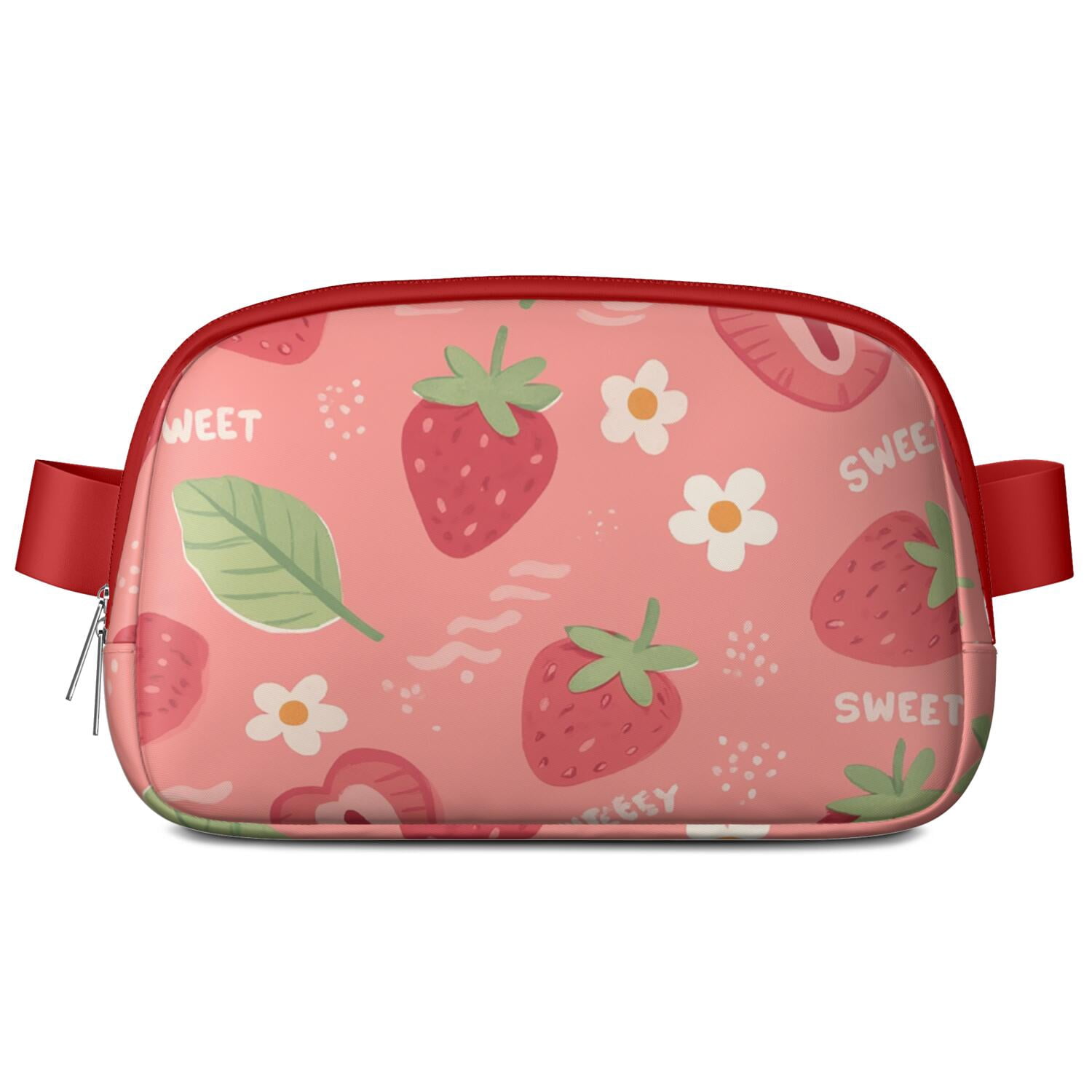 Crossbody Fanny Pack for Sports Enthusiasts Commuters Waist Bag & Hip Bum Bag with Adjustable Strap for Outdoors Workout Traveling Strawberry Sporty Waist Pack