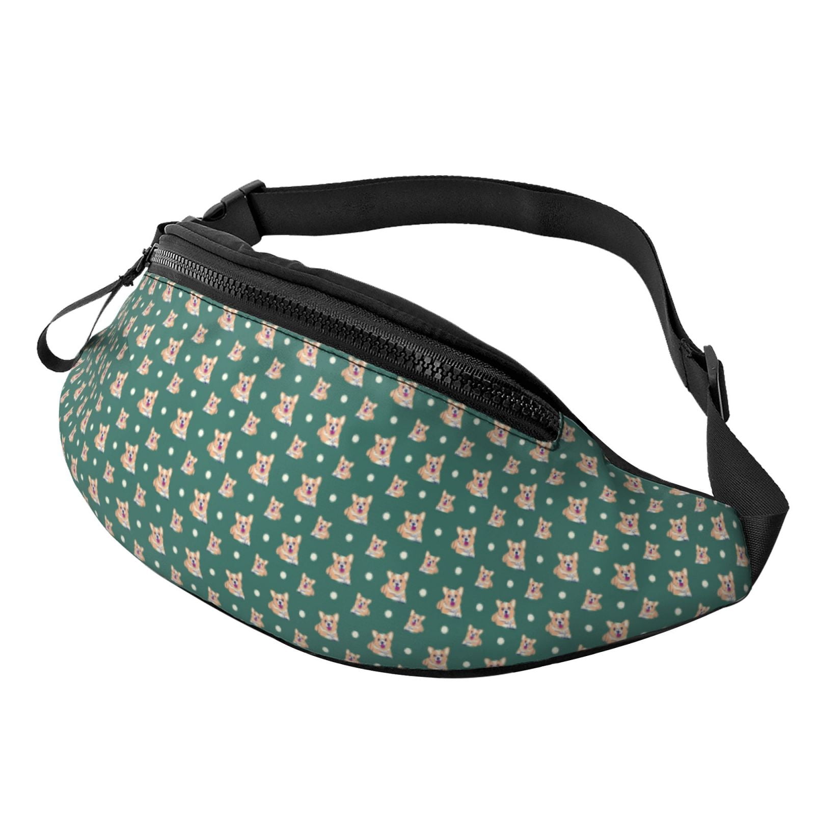 Crossbody Fanny Packs for Women Men Cartoon Cute Corgi Dog Green A Travel Belt Bag Running Waist Bag for Women Men Walmart