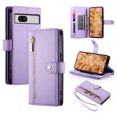 thumbnail image 1 of Crossbody for Google Pixel 8 Phone Case Wallet with Card Slots Zipper Pocket, PU Leather Magnetic Lanyard Wrist Strap Purse Cover with Flip Stand for Google Pixel 8 Women Girls, Purple, 1 of 9