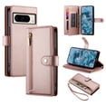 thumbnail image 1 of Crossbody for Google Pixel 8 Pro Phone Case Wallet with Card Slots Zipper Pocket, PU Leather Magnetic Lanyard Wrist Strap Purse Cover with Flip Stand for Google Pixel 8 Pro Women Girls, Pink, 1 of 9