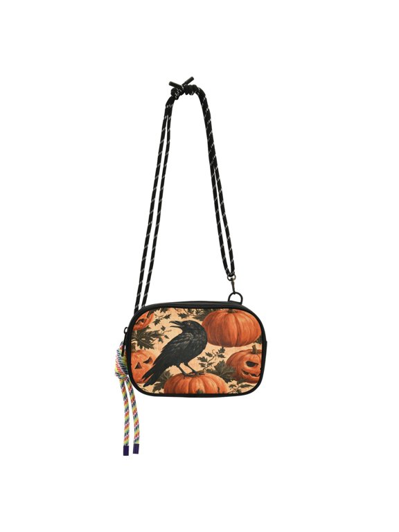 Crossbody Handbag Phone Purse Mobile Phone Bag Crossbody Phone Bag Comfortable and Durable Crow Pumpkin Spooky