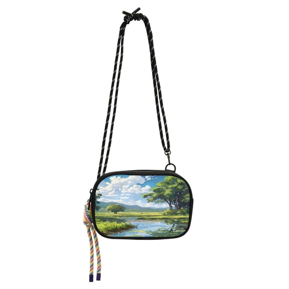 Crossbody Handbag Phone Purse Mobile Phone Bag Crossbody Phone Bag Comfortable and Durable Rivers Trees White Clouds