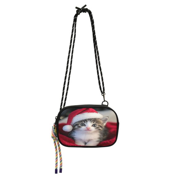 Crossbody Handbag Phone Purse Mobile Phone Bag Crossbody Phone Bag Comfortable and Durable Santa Hat Cat Picture