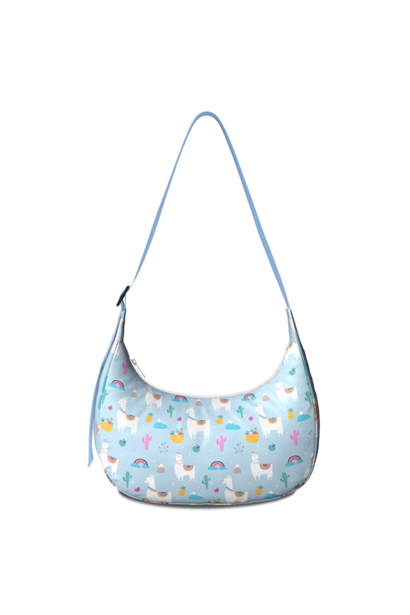 Crossbody Handbag for Women – Water-Resistant & Lightweight, Cute Cartoon Llama Face Print, Adorable Alpaca Pattern, Spacious Durable Purse for Llama Lovers