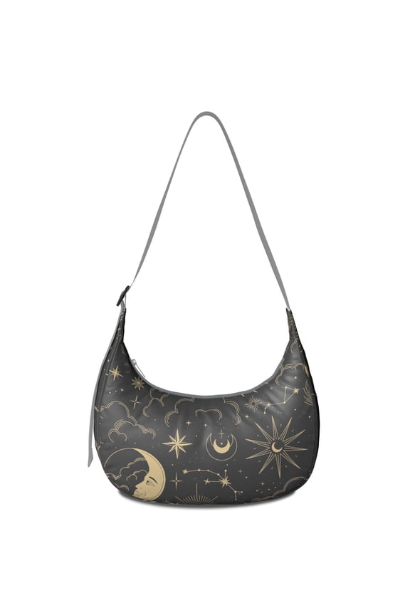 Crossbody Handbag for Women – Water-Resistant & Lightweight, Gothic Celestial Sun and Moon Print, Mystical Astrology Design, Spacious Durable Purse for Spiritual Lovers