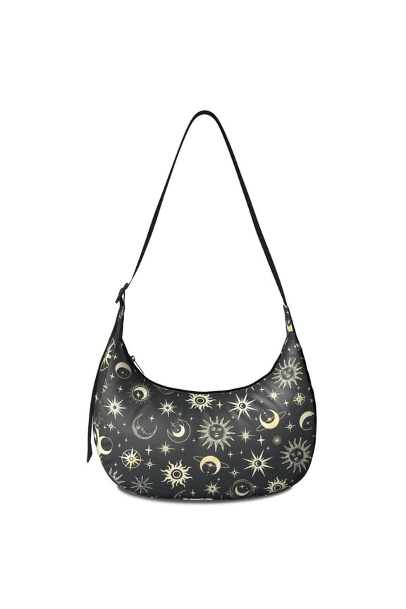 Crossbody Handbag for Women – Water-Resistant & Lightweight, Gothic Moon and Star Print, Celestial Steampunk Design, Spacious Durable Purse for Mystical Style Lovers