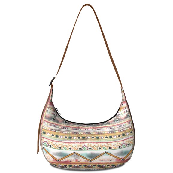 Crossbody Handbag for Women – Water-Resistant Nylon Fabric, Comfortable Wear All Day, Rustic Style, Vintage, Colorful, Tribal patterns Style Lightweight Bag