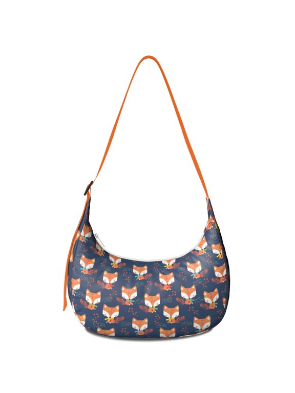 Crossbody Handbag for Women – Water-Resistant Nylon Fabric, Large Capacity with Organization, Cute Fox Cartoon Print, Forest Night Sky Design, Artistic Floral Pattern Purse