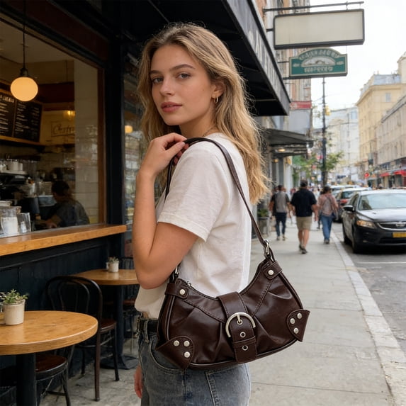 Crossbody Handbag for Women, PU Leather Shoulder Bag with Adjustable Strap, Compact and Practical for Travel, Shopping, and Everyday Use Coffee