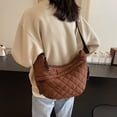 thumbnail image 1 of Crossbody Hobo Bag for Women Quilted Puffy Purses for Women Fluffy Handbag (Coffee One Size), 1 of 5