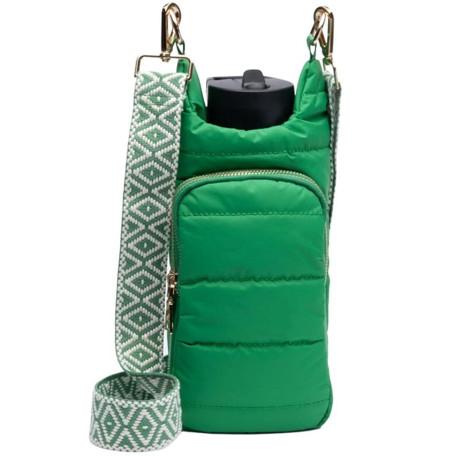 Crossbody HydroBag Quilted Water Bottle Carrier & Strap Stylish Puffer