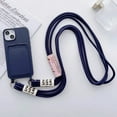 thumbnail image 1 of Crossbody Lanyard with Card Holder Phone Case for IPhone 16 15 14 Plus 13 12 11 Pro Max Solid Color Protective Shockproof Cover (For iPhone 13,Deep Blue), 1 of 7
