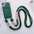 thumbnail image 1 of Crossbody Lanyard with Card Holder Phone Case for IPhone 16 15 14 Plus 13 12 11 Pro Max Solid Color Protective Shockproof Cover (For iPhone 15 ProMax,Dark green), 1 of 7