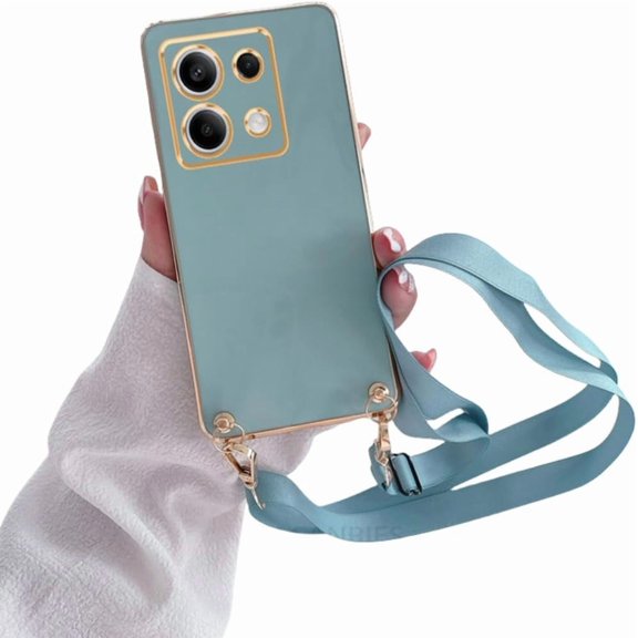 Crossbody Lanyard Plating Case on for Xiaomi Redmi Note 13 12 Pro Plus 4g 5g Cord Soft Silicone Back Cover(for Redmi Note 13 Pro 5g/ZBBGS Green)