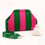 Crossbody Large Capacity Woven Striped Mahjong Tile Bag Hinge Closure Clutch Mahjong Bag with Shoulder Strap Mahjong Accessories Gift for Mahjong Game & Storage
