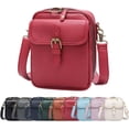 thumbnail image 1 of Crossbody Leather Bag, Double Layer Large Capacity Messenger Bag,Retro Faux Leather Built in Purse Anti Theft Bag, 1 of 9
