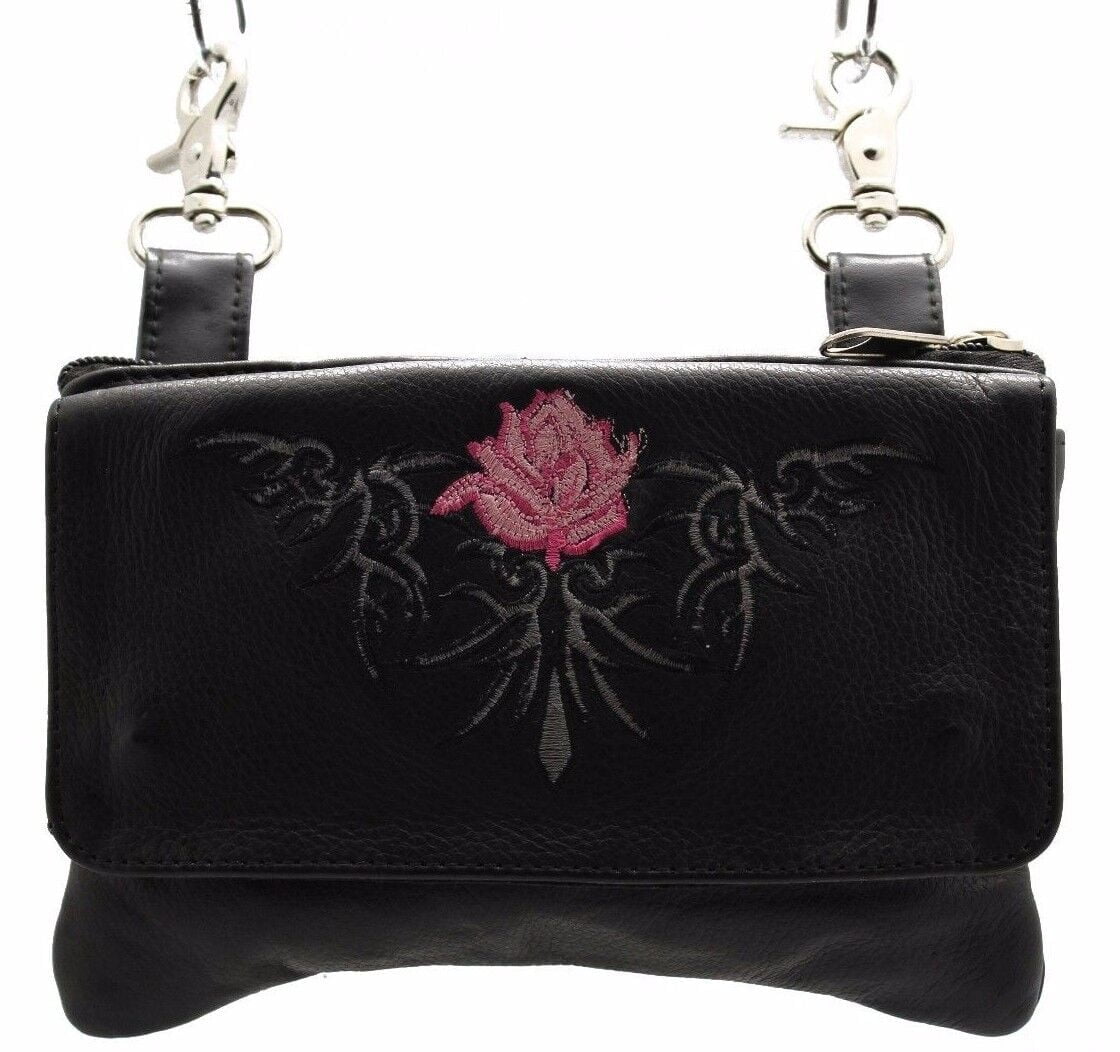 Crossbody Leather Pouch for Women Zipper Hip Belt Bag Clip-on Belt Purse Juzar Tapal Collection