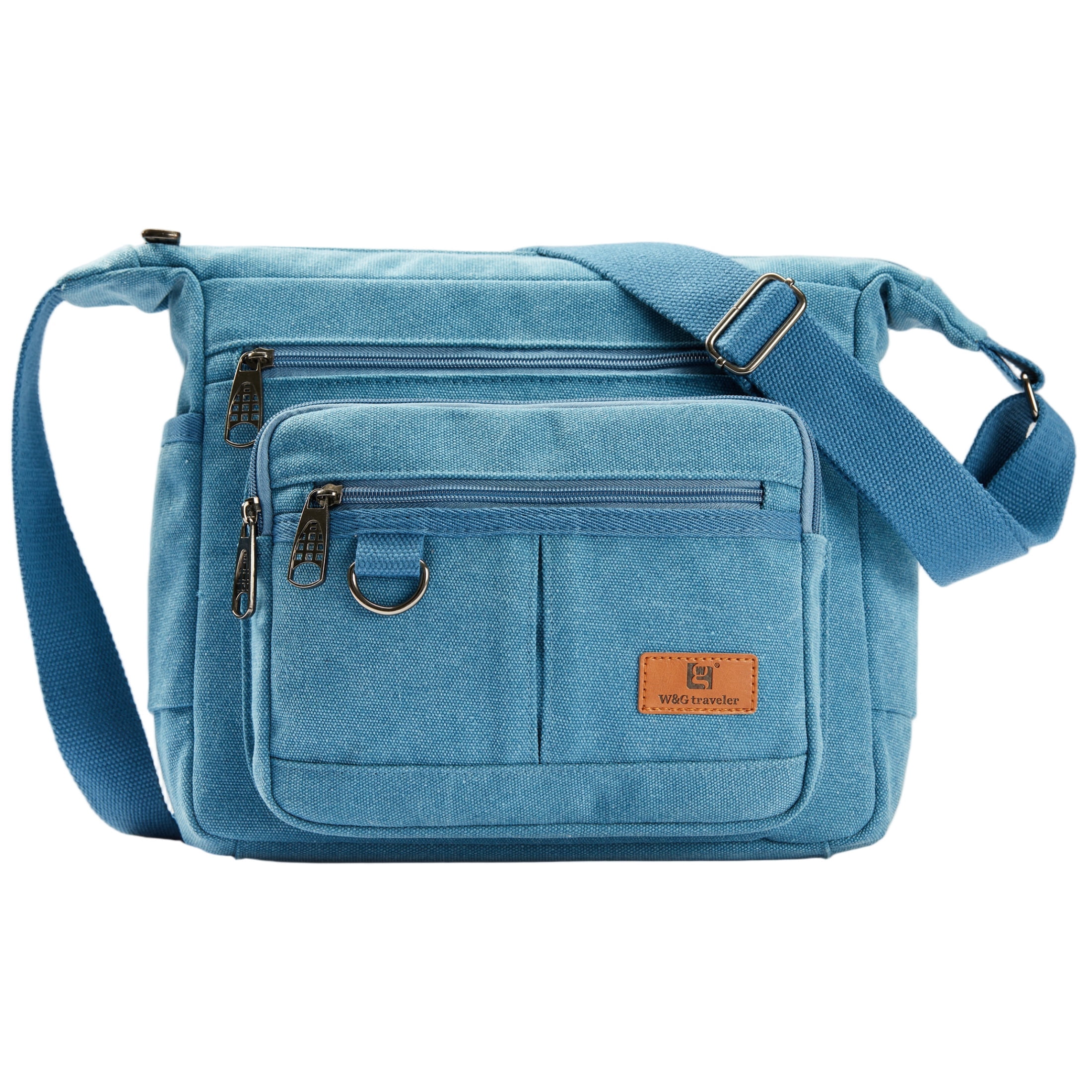 Crossbody Messenger Bag for iPad Pro 12.9 inches, Rfid Shoulder Purse w/Water Bottle Holders, 13 inch Laptop Briefcase, Built-in Wallet With AirTag Case Blue