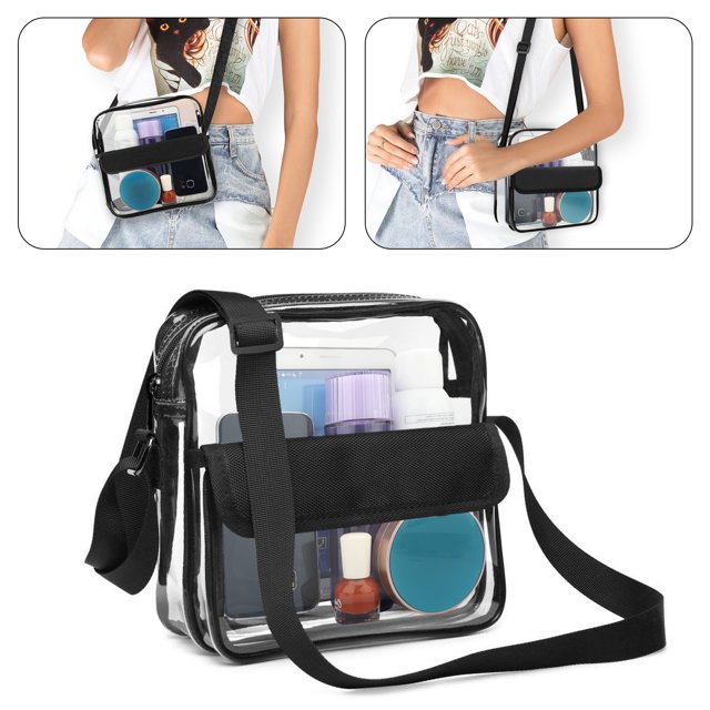 Crossbody Messenger Shoulder Bag, Eeekit Clear Tote Bag with Zipper
