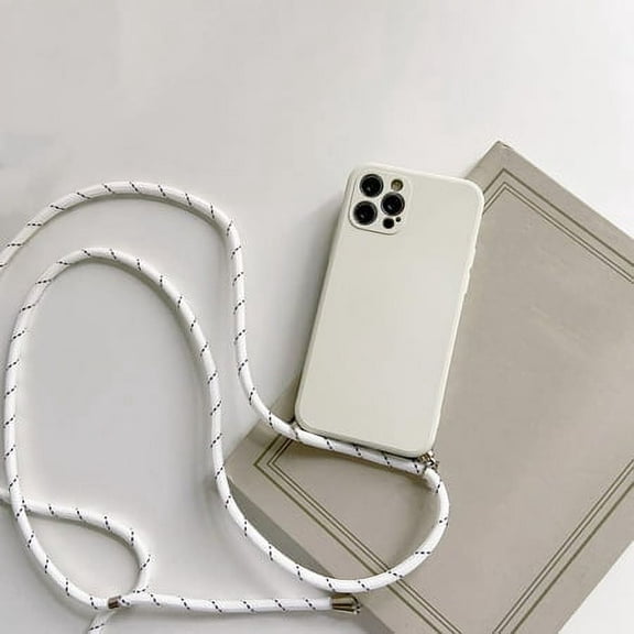 Crossbody Necklace Strap Lanyard Cord Liquid Silicone Phone Case for iPhone 13 12 Mini 11 Pro X XR XS Max 6s 7 8 Plus SE 2 Cover,Mint Green,for iPhone 12 Pro