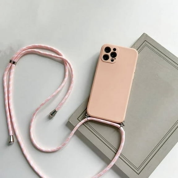 Crossbody Necklace Strap Lanyard Cord Liquid Silicone Phone Case for iPhone 13 12 Mini 11 Pro X XR XS Max 6s 7 8 Plus SE 2 Cover,Mint Green,for iPhone 12 Pro