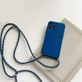 thumbnail image 1 of Crossbody Necklace Strap Lanyard Cord Liquid Silicone Phone Case for iPhone 13 12 Mini 11 Pro X XR XS Max 6s 7 8 Plus SE 2 Cover,Mint Green,for iPhone 12 Pro, 1 of 9
