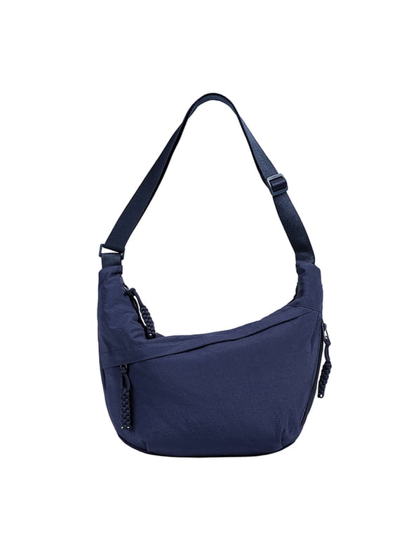 Crossbody Nylon Crescent Bag for Women Lightweight Small Hobo Dumpling Bag Navy One Size