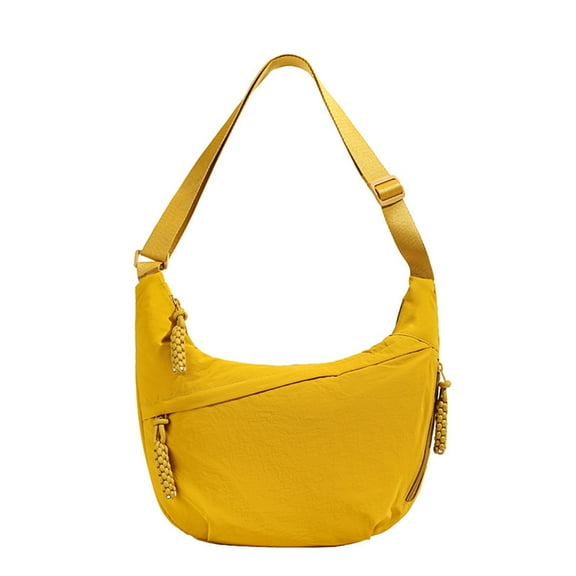 Crossbody Nylon Crescent Bag for Women Lightweight Small Hobo Dumpling Bag Yellow One Size