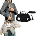 thumbnail image 1 of Crossbody Pet Carrier Harness, Adjustable Pet Backpack, 3 in 1 Multifunctional Portable Dog Carrier with Small Puppy Treat Bag, for Dogs of Different Weights (Black, Medium), 1 of 7
