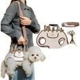 thumbnail image 1 of Crossbody Pet Carrier Harness, Adjustable Pet Backpack, 3 in 1 Multifunctional Portable Dog Carrier with Small Puppy Treat Bag, for Dogs of Different Weights (White, Small), 1 of 7