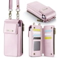 thumbnail image 1 of Crossbody Phone Bag Purse Wallet Case for iPhone/Galaxy/Pixel Series Cell Phones (Less Than or Equal to 7.6"), with Shoulder/Wrist Strap Lanyard, RFID Blocking Credit Card Slots, PU Leather Bag, Pink, 1 of 7