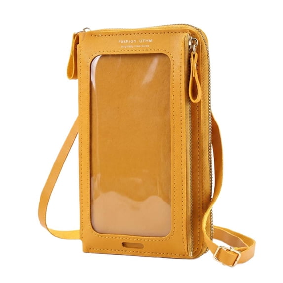 Crossbody Phone Bag With Touch Screen Window, PU Leather Small Sling Purse With Card Slots, Adjustable Strap & Charging Port, Hands-Free For Travel Work