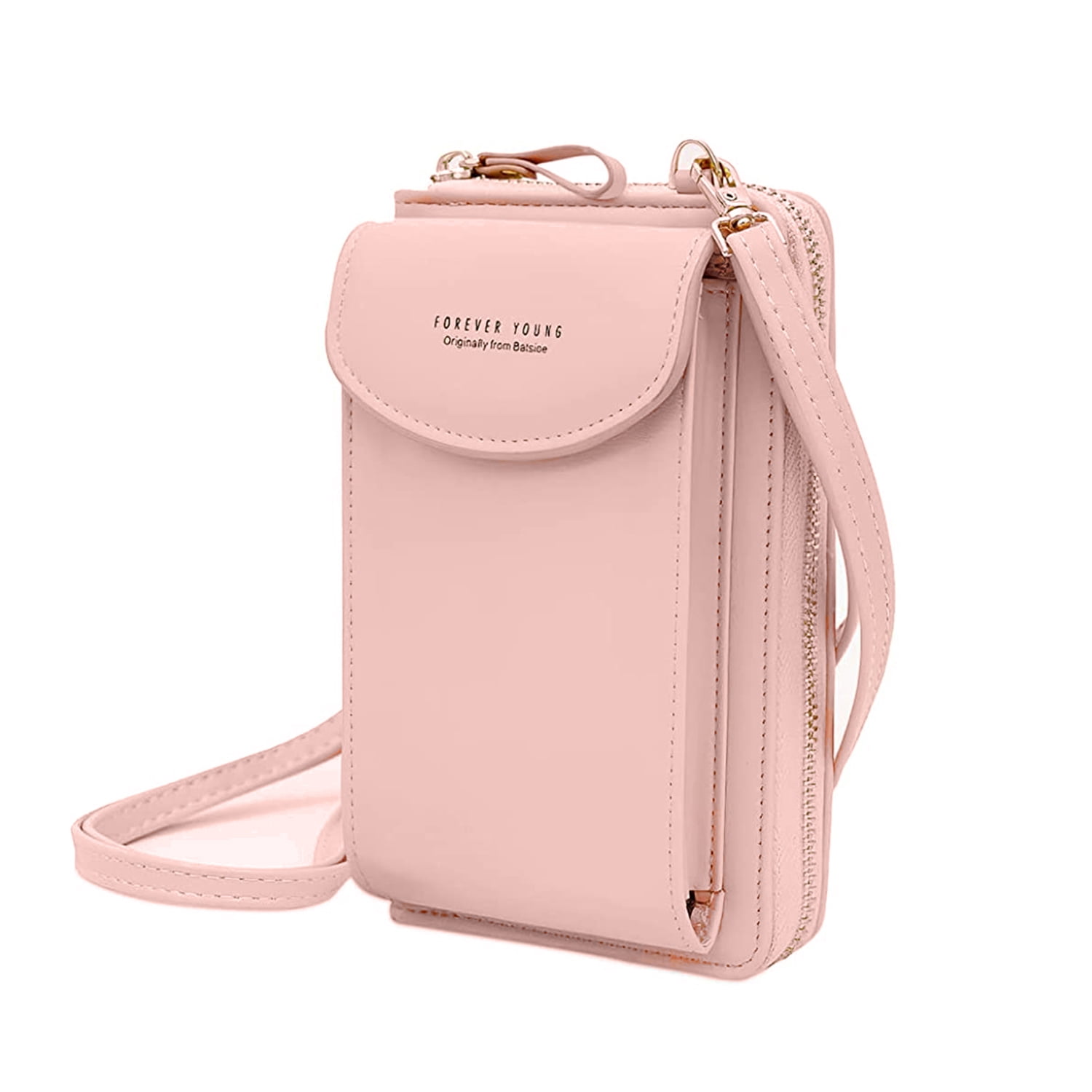 Crossbody Phone Bag for Women Leather Ladies Cross Body Handbags Mobile Phone Pouch with Long Strap Zips Card Slots Small Cellphone Shoulder Bags