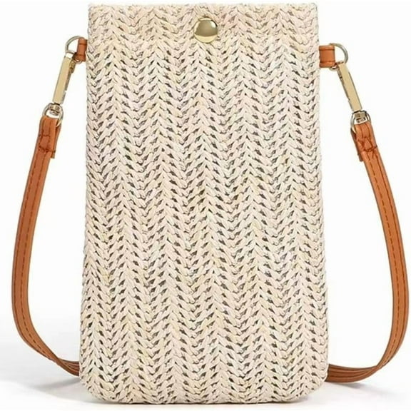 Crossbody Phone Bag for Women Ladies, Small Crossbody Shoulder Straw Bag, Cellphone Bags Purse Wallet