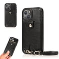 thumbnail image 1 of Crossbody Phone Case for iPhone 13(6.1") 2021, Allytech PU Leather Back Card Holder Detachable Lanyard Adjustable Strap Drop Protection Purse Slim Bag Case for iPhone 13 2021, Black, 1 of 6