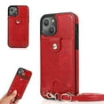 thumbnail image 1 of Crossbody Phone Case for iPhone 13(6.1") 2021, Allytech PU Leather Back Card Holder Detachable Lanyard Adjustable Strap Drop Protection Purse Slim Bag Case for iPhone 13 2021, Red, 1 of 6