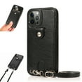 thumbnail image 1 of Crossbody Phone Case for iPhone 13 Pro(6.1") 2021, Allytech PU Leather Back Card Holder Detachable Lanyard Adjustable Strap Drop Protection Purse Slim Bag Case for iPhone 13 Pro 2021, Black, 1 of 6