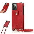 thumbnail image 1 of Crossbody Phone Case for iPhone 13 Pro(6.1") 2021, Allytech PU Leather Back Card Holder Detachable Lanyard Adjustable Strap Drop Protection Purse Slim Bag Case for iPhone 13 Pro 2021, Red, 1 of 6
