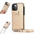 thumbnail image 1 of Crossbody Phone Case for iPhone 13 Pro Max(6.7") 2021, Allytech PU Leather Back Card Holder Detachable Lanyard Adjustable Strap Drop Protection Purse Slim Bag Case for iPhone 13 Pro Max 2021, Gold, 1 of 6