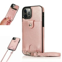 Crossbody Phone Case for iPhone 13 Pro Max(6.7") 2021, Allytech PU Leather Back Card Holder Detachable Lanyard Adjustable Strap Drop Protection Purse Slim Bag Case for iPhone 13 Pro Max 2021, Rosegold