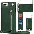 thumbnail image 1 of Crossbody Phone Case for iPhone 8 Plus/7 Plus Case with Card Holder for Women,iPhone 7 Plus Case Wallet with Strap Lanyard for Men,PU Leather Magnetic Clasp with Kickstand 5.5", Green, 1 of 18